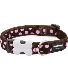 Dog Collar 12 mm x 20-32 cm – Pink Spots on Brown