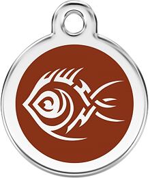 Pet ID Tag - Fish Tribal Brown