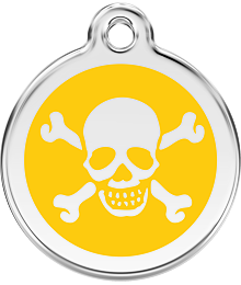 Pet ID Tag Red Dingo Cross Bone Yellow