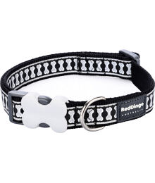 Dog Collar 25 mm x 41-63 cm – Refl. Bones Black