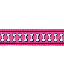 Multi Dog Lead 15 mm x 2 m – Refl. Bones Hot Pink