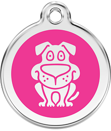 Pet ID Tag Red Dingo Dog Hot Pink