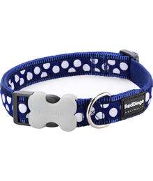 Dog Collar 12 mm x 20-32 cm – White Spots on Navy