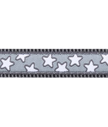 Multi Dog Lead 15 mm x 2 m - Stars White on Grey