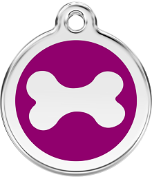 Pet ID Tag Red Dingo Bone Purple