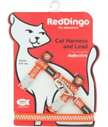 Cat Harnees & Lead - Reflective Ziggy Orange