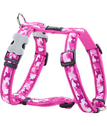 Dog Harness 12 mm x 30-44 cm - Camouflage Hot Pink