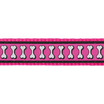 Multi Dog Lead 20 mm x 2 m – Refl. Bones Hot Pink