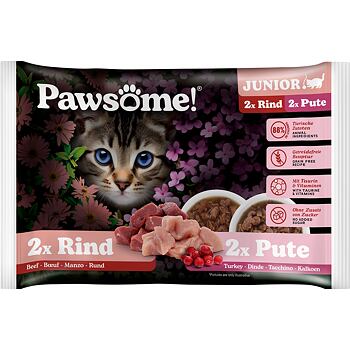Pawsome! Junior Beef/ Turkey Multipack 4x85 g
