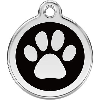 Pet ID Tag - Paw Print Black