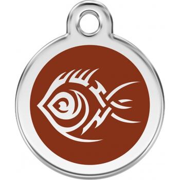 Pet ID Tag - Fish Tribal Brown