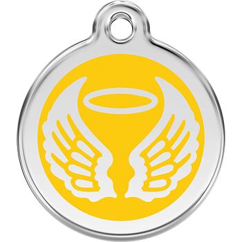 Pet ID Tag Red Dingo Angel Wings Yellow