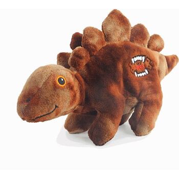 Plyšový dinosaurus s pevnou podšívkou, šustící výplní a pískátkem. Velikost 27 cm.