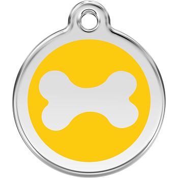 Pet ID Tag Red Dingo Bone Yellow