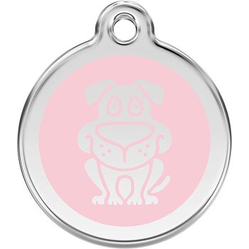 Pet ID Tag Red Dingo Dog Pink