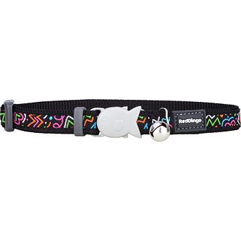 Red Dingo Cat Collar – Squiggles Black – 12 mm