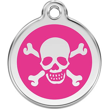 Pet ID Tag Red Dingo Cross Bone Hot Pink