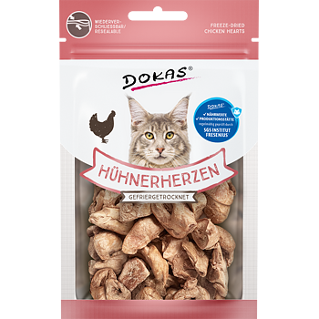 PACK 6 pcs – Dokas Freezedried chicken hearts for cats 15 g