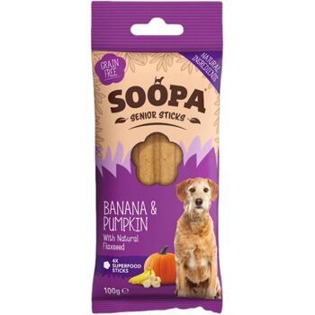 PACK 10 pcs - Soopa Senior Banana, Pumpkin & Flaxseed Dental Sticks 100 g