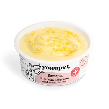 Pasterizovaný funkční jogurt pro psy s inulinem, kolagenem, medem a kurkumou. Pomáhá s regenerací a celkovým posílením organismu a je skvělou podporou i během nebo po antibiotické léčbě. Díky pasterizaci jej lze bez obav skladovat při pokojové teplotě.