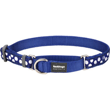 Martingale Dog Collar 25 mm- White Spots on Navy