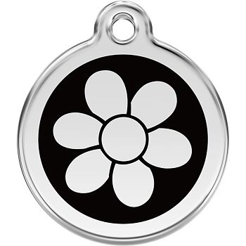 Pet ID Tag Red Dingo Flower Black