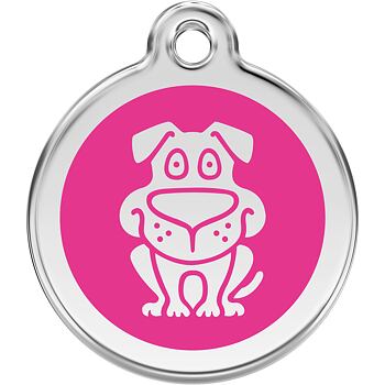 Pet ID Tag Red Dingo Dog Hot Pink