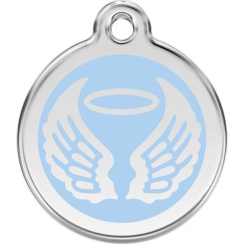 Pet ID Tag Red Dingo Angel Wings Light Blue