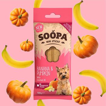 Dentální mini tyčinky s banánem a dýní jsou přírodními veganskými pamlsky ke žvýkání, vhodné především pro malé psy. Pomáhají udržovat čisté zuby a dásně, potlačovat zápach z tlamy a svým složením celkově prospívají zdraví psa.