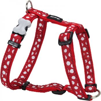 Dog Harness 12 mm x 30-44 cm - White Spots on Red