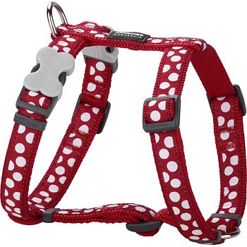 Dog Harness 15 mm x 36-54 cm - White Spots on Red