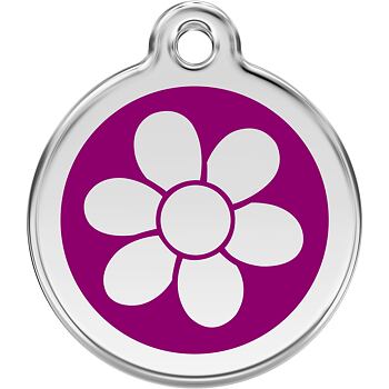 Pet ID Tag Red Dingo Flower Purple
