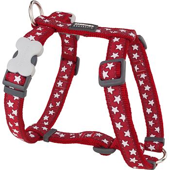 Dog harness 20 mm x 45-66 cm - Stars White on Red