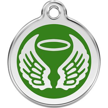 Pet ID Tag Red Dingo Angel Wings Green
